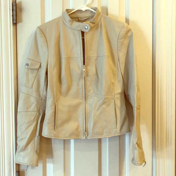 Jessica by Christopher L Cream Leather Jacket - Picture 1 of 3